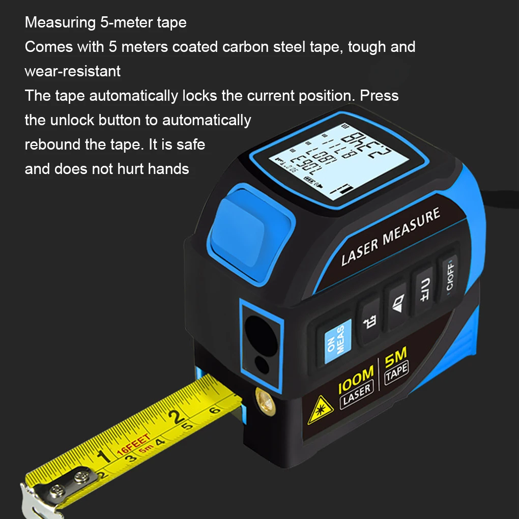 4-in-1 Laser Tape Measure 40/60M Meters Infrared Laser Distance Measuring Smart Energy Ruler High Precision Measuring Instrument