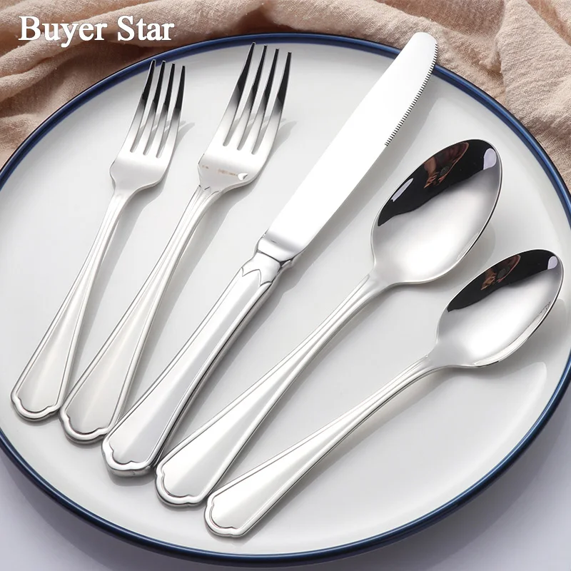 

Buyer Star 20 Pieces Silverware Cutlery Set Service for 4 Stainless Steel 18/10 Flatware Dinner Service Include Knife/Fork/Spoon