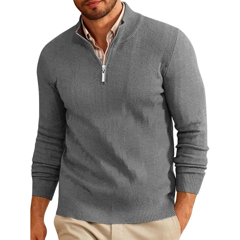 Animal Game Zip Sweaters for Men Slim Fit Long Sleeve Knitted Pullover Outdoor Warm Mock Neck Casual Dress Turtleneck Sweater