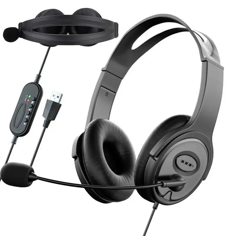 Call Center Headset Stereo Headphones with Noise Cancelling Microphone