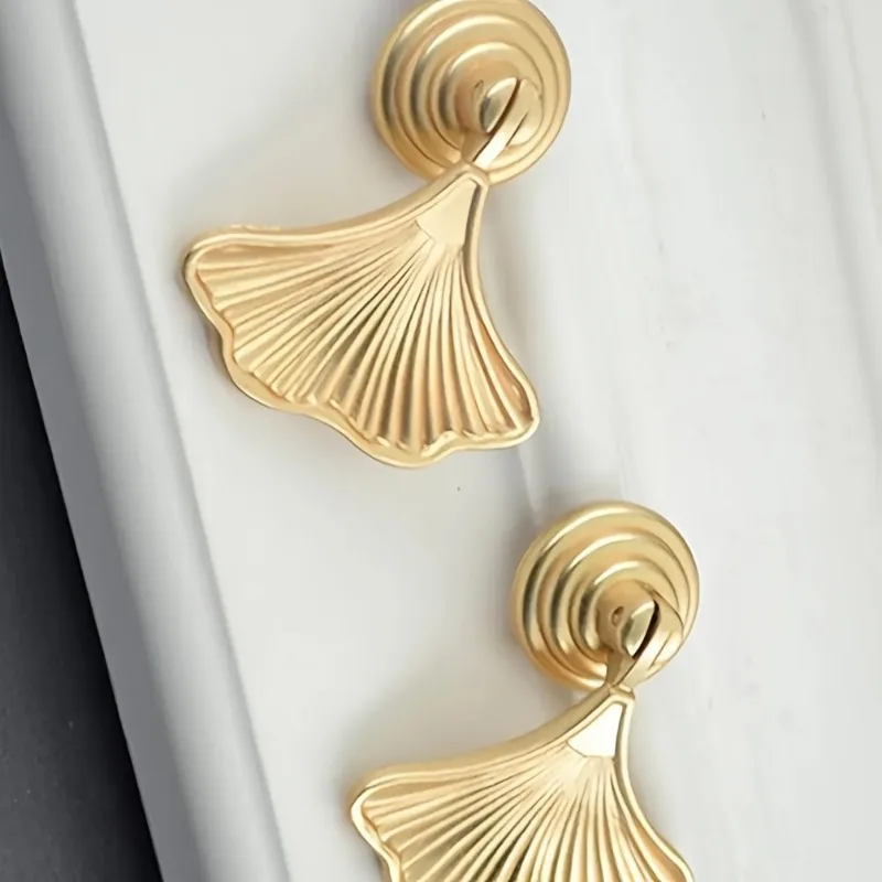 

1pc Wardrobe Door Handle, Ginkgo Leaf Reliable Drawer Knobs, Perfect For Furniture Upgrades And Renovations