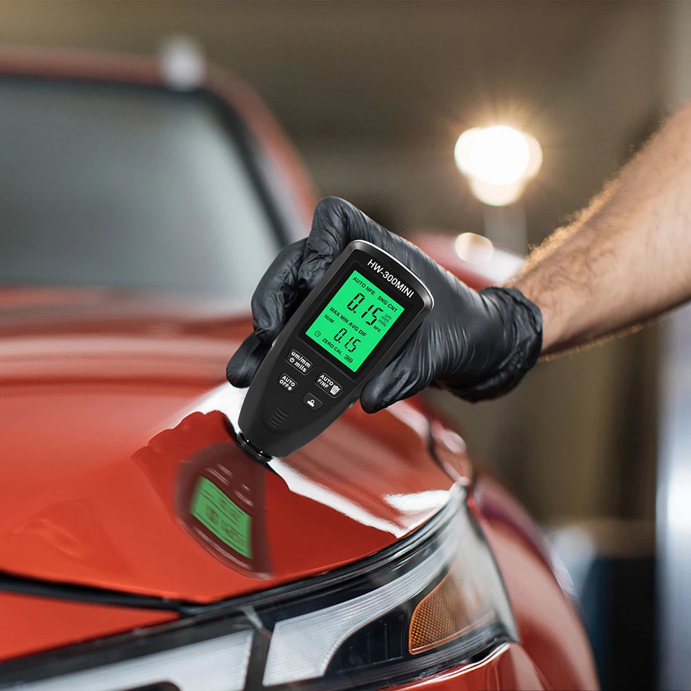 HW-300 Mini Coating Thickness Gauge Digital Automatic Film Thickness Meter Car Paint Coating Depth Gauge Tester