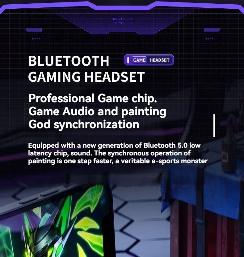 X15 tws gaming trådlösa bluetooth hörlurar med led display_voghion.com