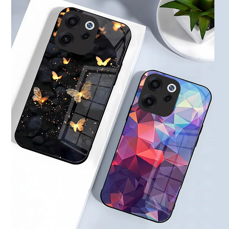 Luxury Shockproof Tempered Glass Phone Case with Full Camera Protection