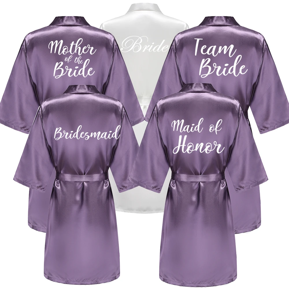 Wedding Bride Bridesmaid Robe Dressing Gown Sexy Women Bathrobe Nightgown Short Sleepwear Mother Maid of Honor Kimono