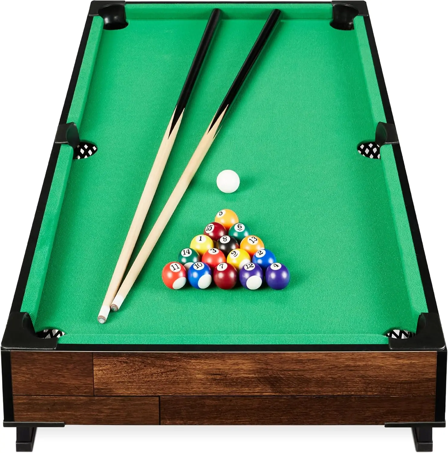 40in Tabletop Billiard Table, Pool Arcade Game Table for Living Room Play Room, Game Room W/ 2 Cue Sticks, Ball Set Storage Bag