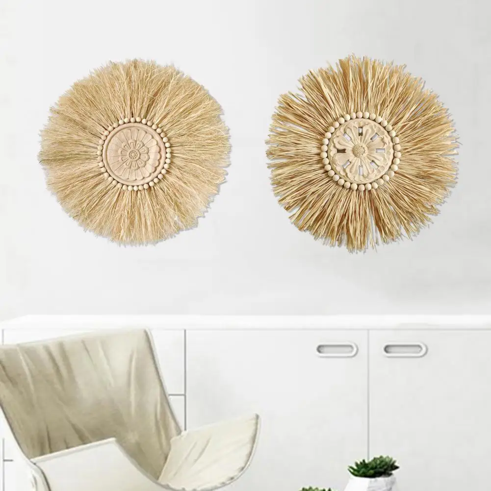 Great Wall Art Woven Straw Hanging Pendant Lightweight Straw Ornament Woven Photograph Prop Straw Ornament for Home 3