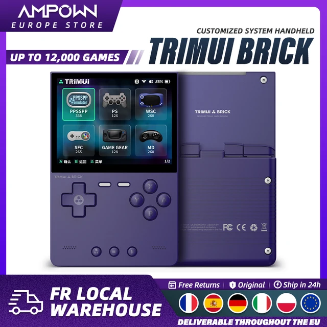 TRIMUI – Console de jeu portable en brique, écran IPS de 3.2 pouces, système Linux, Trimui UI, panneau arrière en métal, clé LED, éclairage gratuit, cadeaux 1
