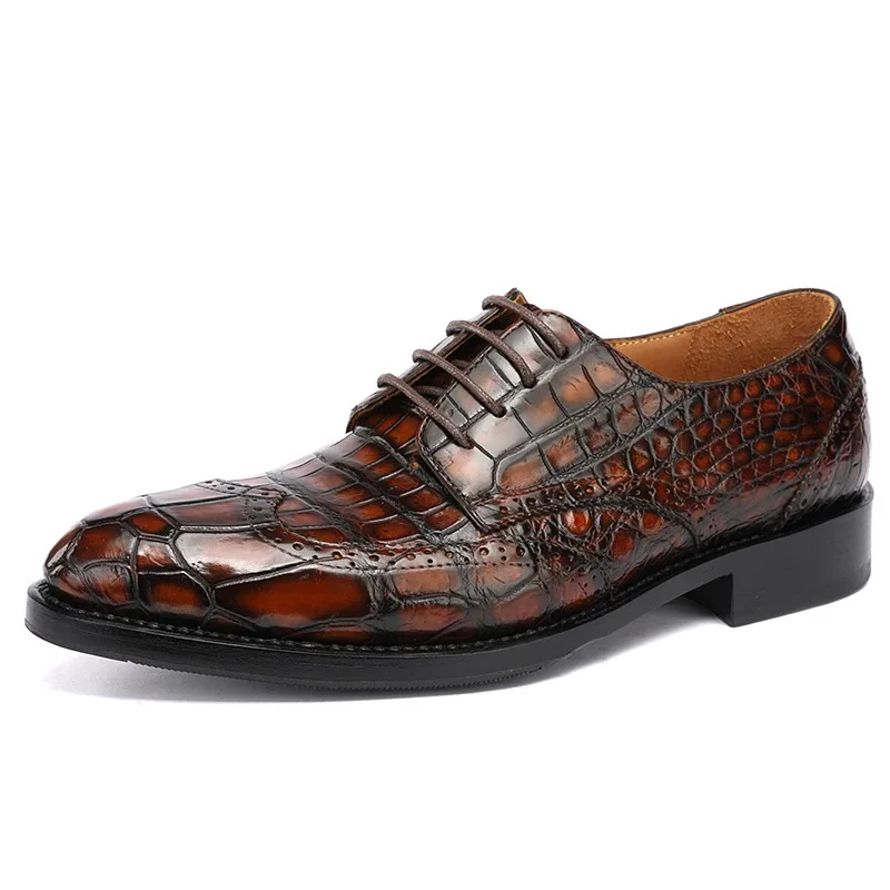 

Authentic Crocodile Belly Skin Hand Painted Men Colorful Brogue Dress Shoes Genuine Real Alligator Leather Male Lace-up Oxfords