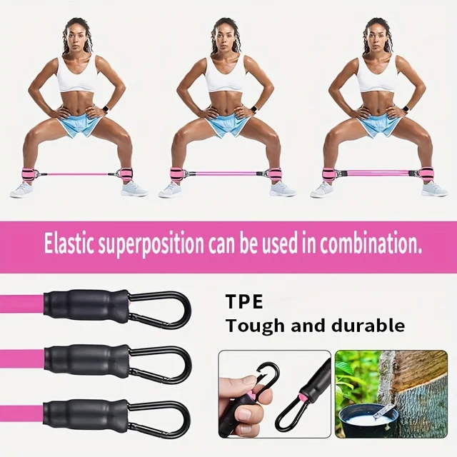 5 PC kickboxing bounce training leg resistance running stretcher kickboxing strength training anklet buckle set 3