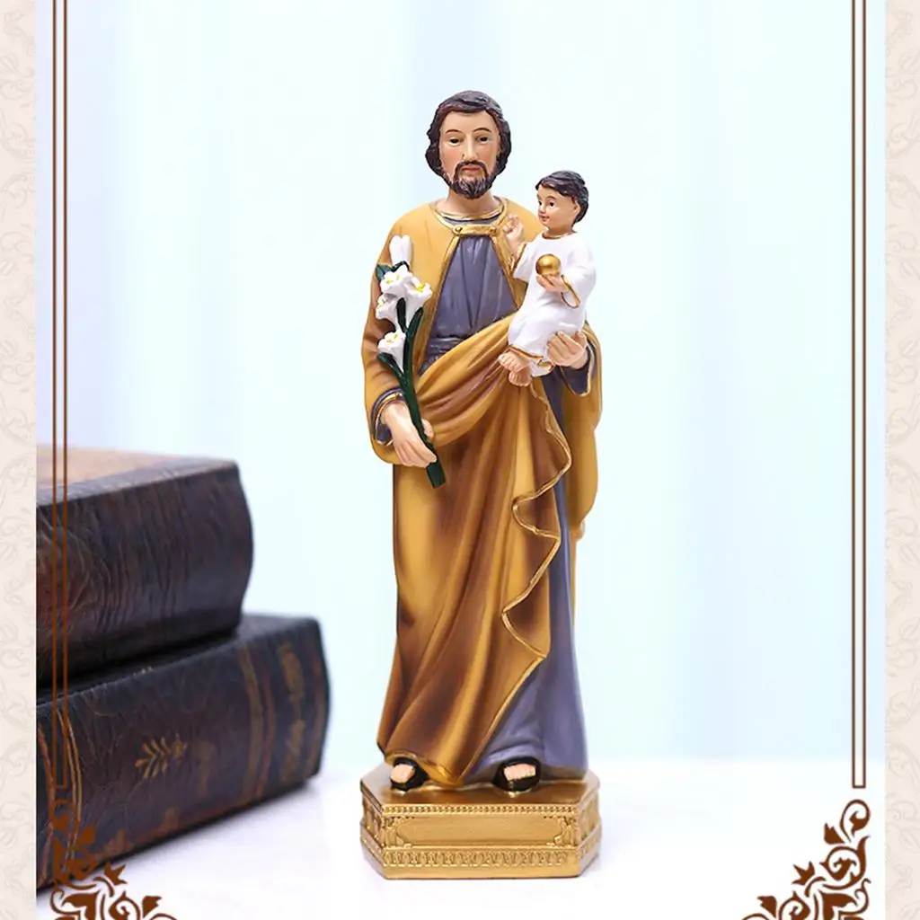 Child Statues Saint Joseph Resin Figurines Sculpture Catholic Religious Decoration Ornaments 8" H