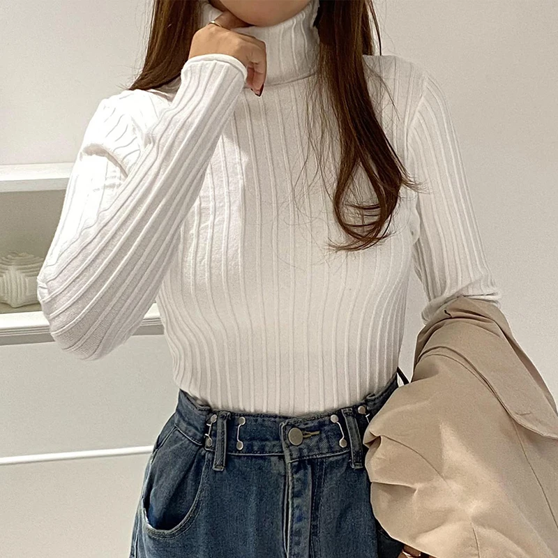 AOSSVIAO Women Turtleneck Sweaters Autumn Winter Korean Slim Pullover Women Basic Tops Casual Soft Knit Sweater Soft Warm Jumper pink sweater Sweaters