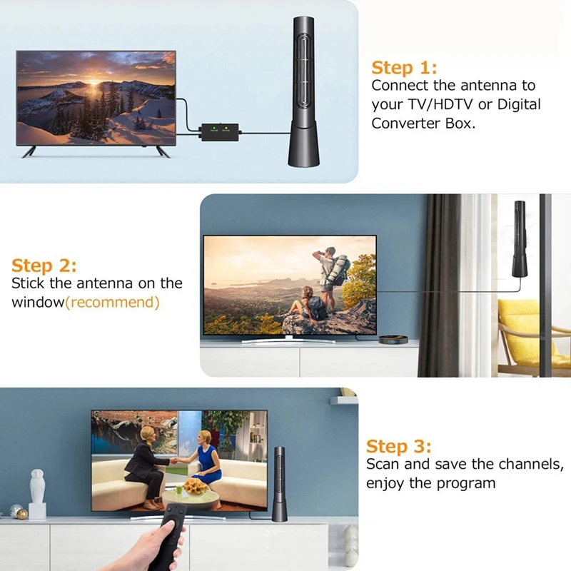 Indoor TV Antenna With Amplifier 46-862M Long Range 7000 4K 1080P Digital HD Signal Booster DVBT2 ATSC TV Receiver