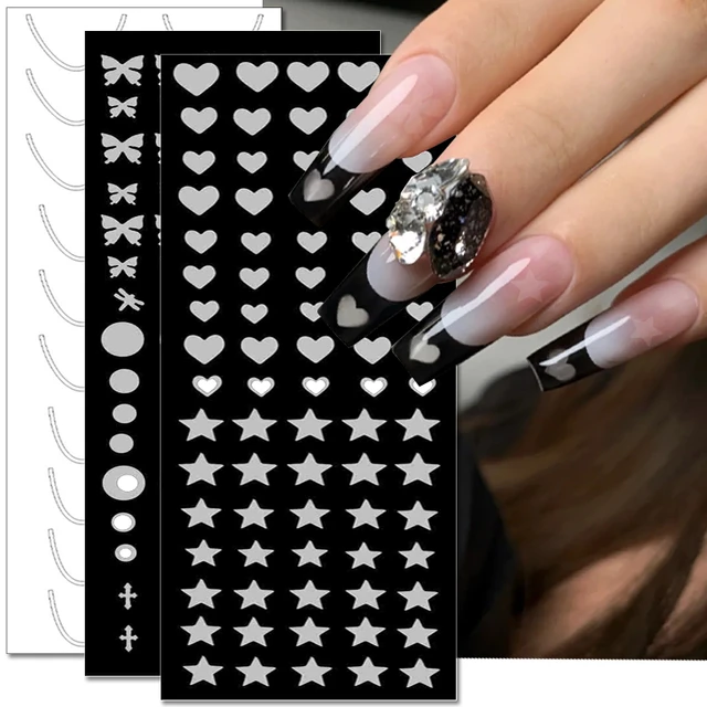 New Upgrade Airbrush Nail Art Stencils Sticker Bear Butterfly Line