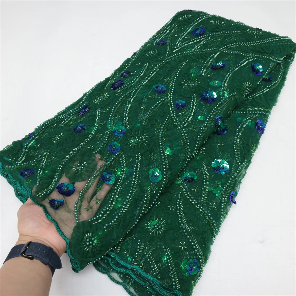 Luxury African Sequins Beaded Lace Fabric 2023 High Quality 5 Yards French Lace Fabric Nigerian Lace Fabrics Material LY2368 luxury african sequins beaded lace fabric 2023 high quality 5 yards french lace fabric nigerian lace fabrics material pl239 1