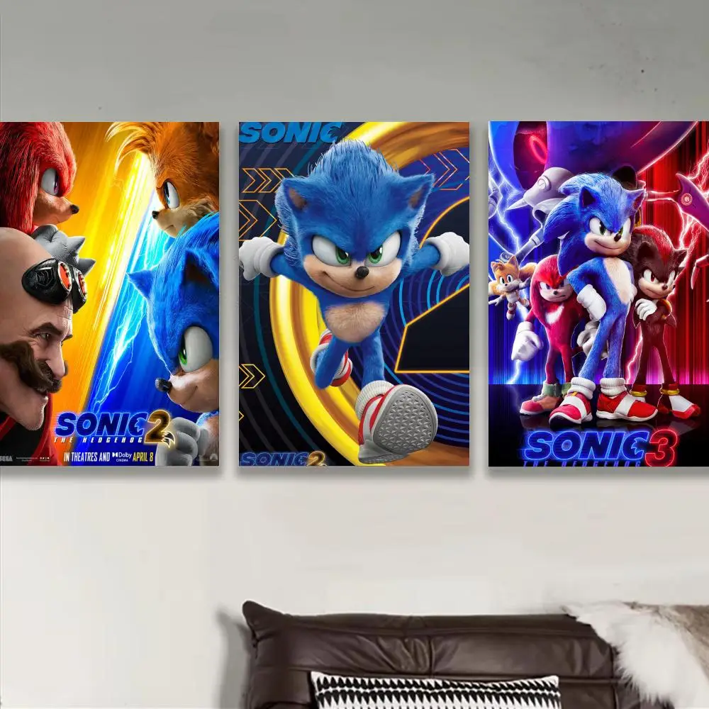 S-SonicS H-HedgehogES 그림 서예 코튼 캔버스 벽 아트 포스터 - 거실 침실 홈 장식을 위한 미적 그림