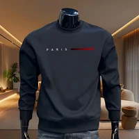 Paris Casual Fashion Men's O-Neck Hoodies High Grade Spring Autumn Warm Soft Long Sleeved T-shirts Male Home Outdoor Pullover 1