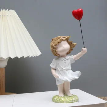Césy Girl Holding Ballon Ornament, Home Living Room, Peace, Anti-War, Love Decoration, 1 Pc 1