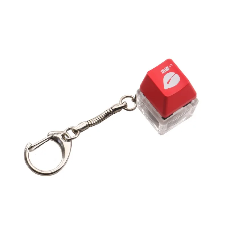 Merit +1 Keychain Necklace LED Lamp Muyu Decompression Fingertip Button Mechanical Keyboard Key Cap Pendant Antistress Toy
