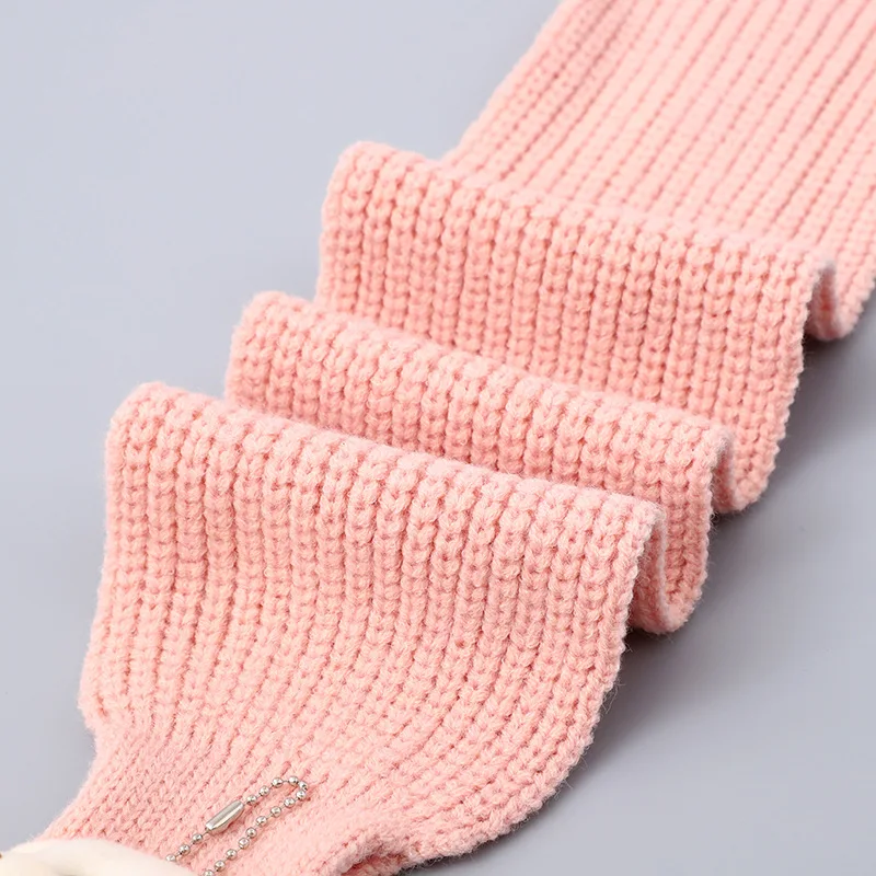 귀여운 곰 천 라벨 크로스 베이비 스카프 신상 가을 겨울 어린이 따뜻한 니트 스카프 소녀 소년용 부드러운 목걸이 스카프