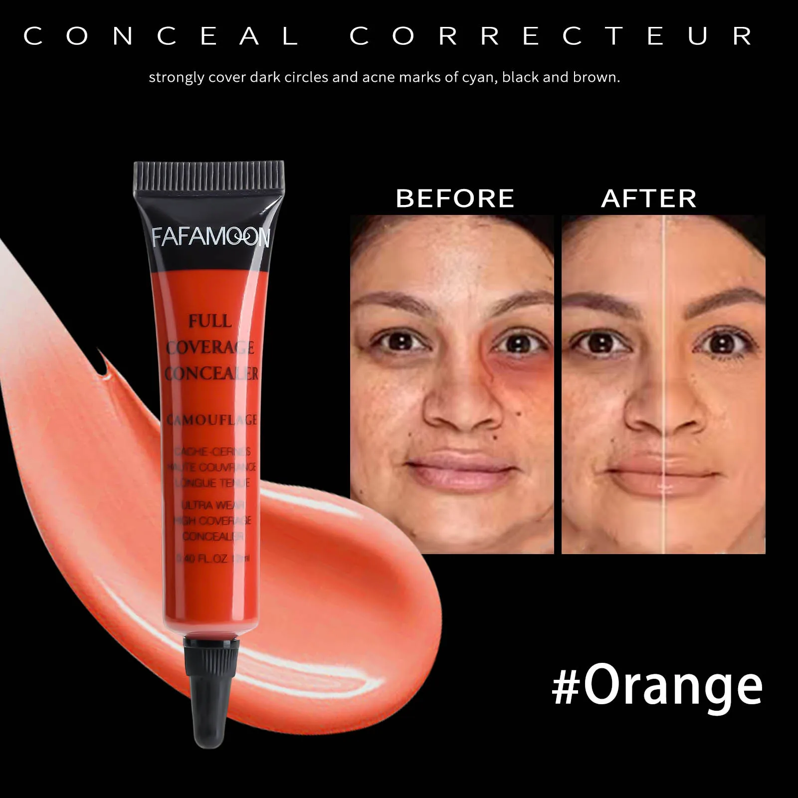 フルカバー防水リキッドコンシーラー 長持ちオイルコントロール グリーン パープル オレンジ 輪郭マットヌードフェイシャルコンシーラーメイクアップ