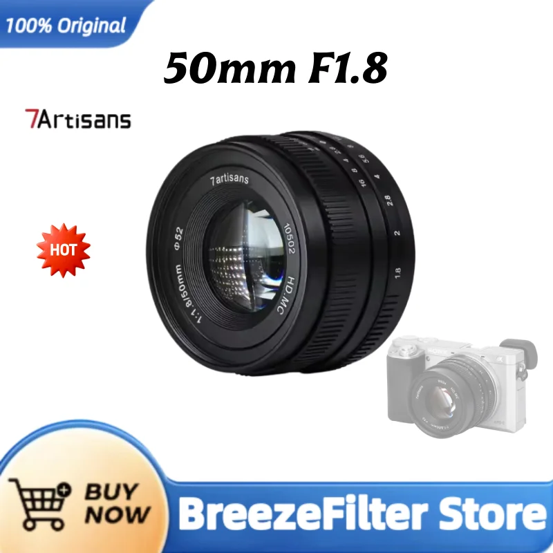 7artisans 50mm F1.8 APS-C 대구경 인물 사진용 프라임 렌즈 ( E 마운트 A6000, 후지필름 X-T4, X-A10, XT30, 마이크로 4/3 E-M1, GH1, GH3, G85 호환)