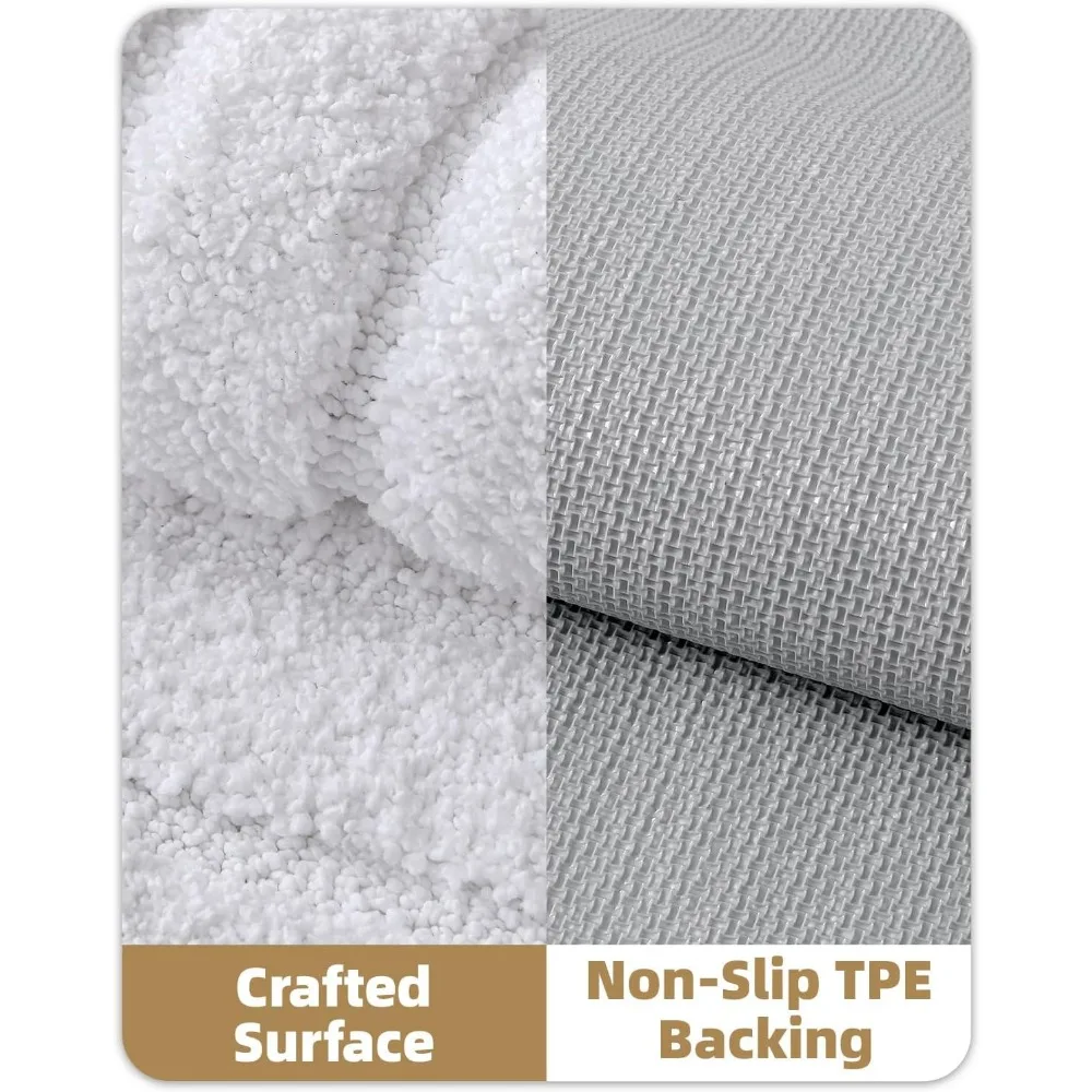 Color&Geometry Bath Mats for Bathroom Non Slip, 17"x30" White Bathroom Rugs Absorbent, Washable Bath Rugs Shower Mat Outside Sho