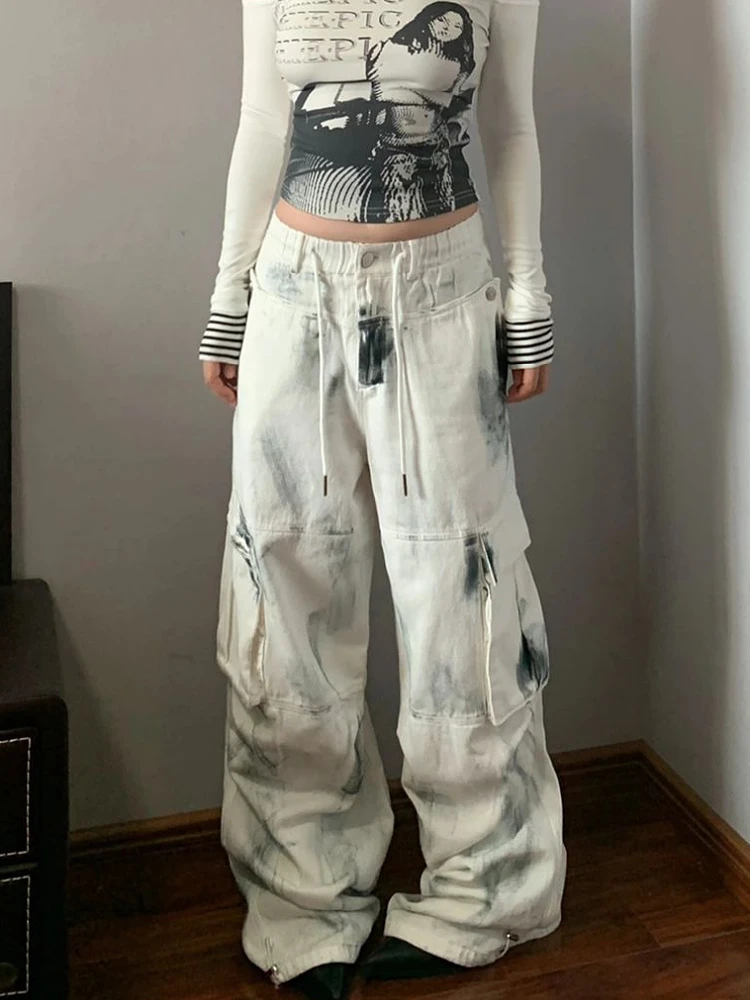 

Woman Dark Academia Goblin Core Jeans Baggy Graffiti Denim Pants Japanese Fashion Cyber Gyaru Unisex Hip-hop Trashy Y2k 2000s