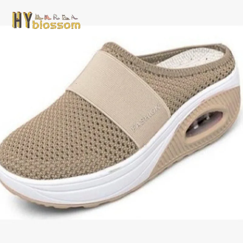 Women Casual Increase Cushion Shoes Non-slip Platformmesh shoes for Women Breathable Mesh Outdoor Walking Slippers home slippers