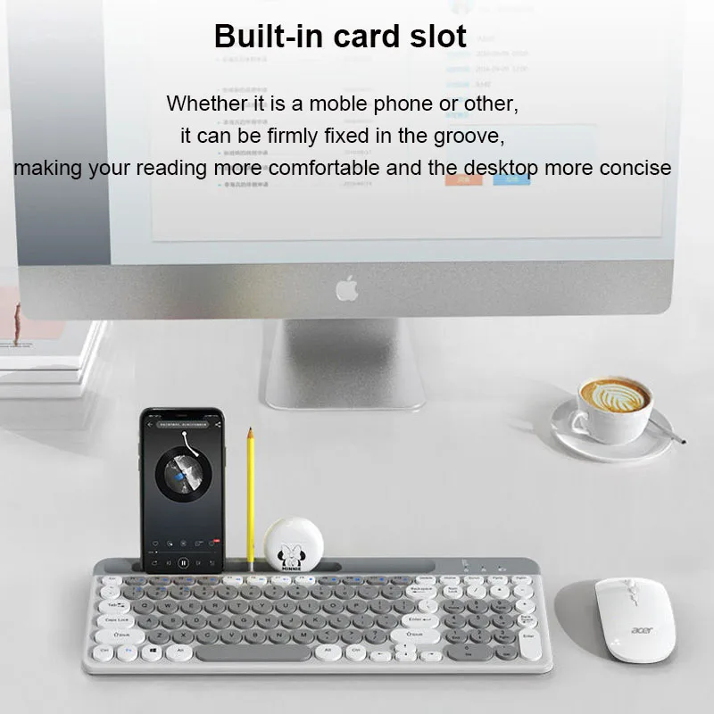 Teclado sem Fio Bluetooth e Mouse Três-modo de Tamanho Completo Mini Teclado Conjunto 2.4g para Computador Portátil tv Ipad Macbook Android Mesateclado Gamerteclado e Mouse sem Fioteclado Inalámbrico - Imagem 2