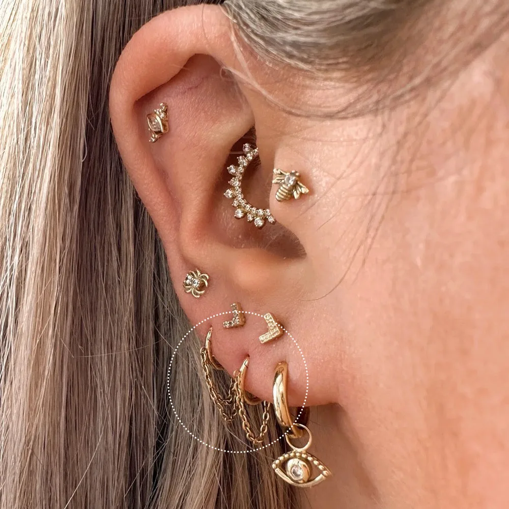 OUFER Helix Piercing 16G Chirurgenstahl - V-förmiger Knorpel Ohrring
