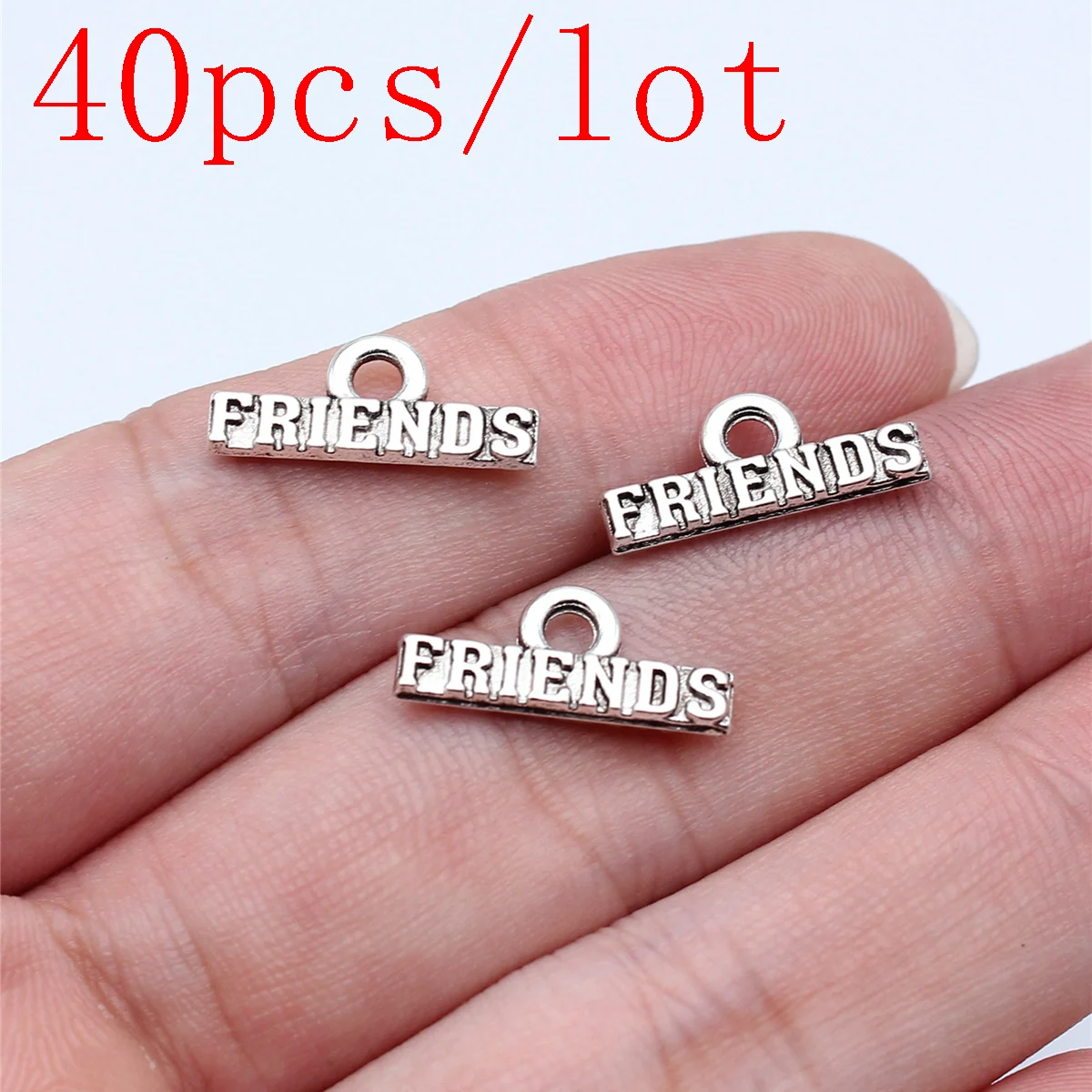 

40pcs FRIENDS Charms Earrings Handmade Jewelry Making Supplies 17x7mm Antique Silver Color