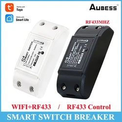 Mini Tuya Smart 433 Black Single Circuit Breaker 100-245V Dual Control Graffiti WiFi Zhitong Lamp Remote Control Switch WiFi+RF