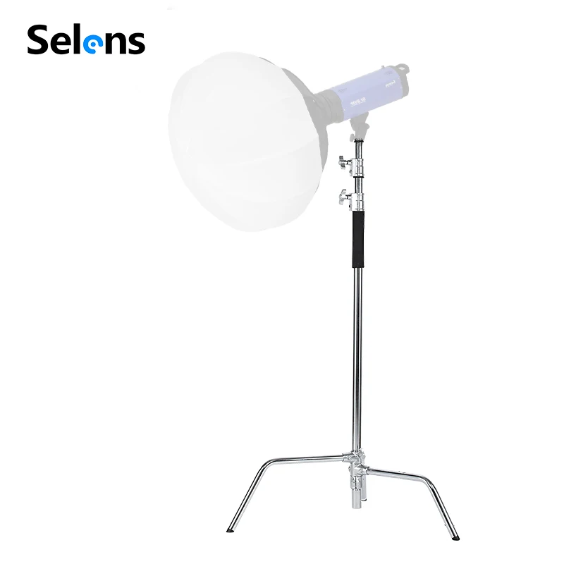 Selens 3M Multifunction Heavy Duty C Stand Light Stand + Base Tripod + 2 Risers for Photography Studio Flash Mic Backdrops