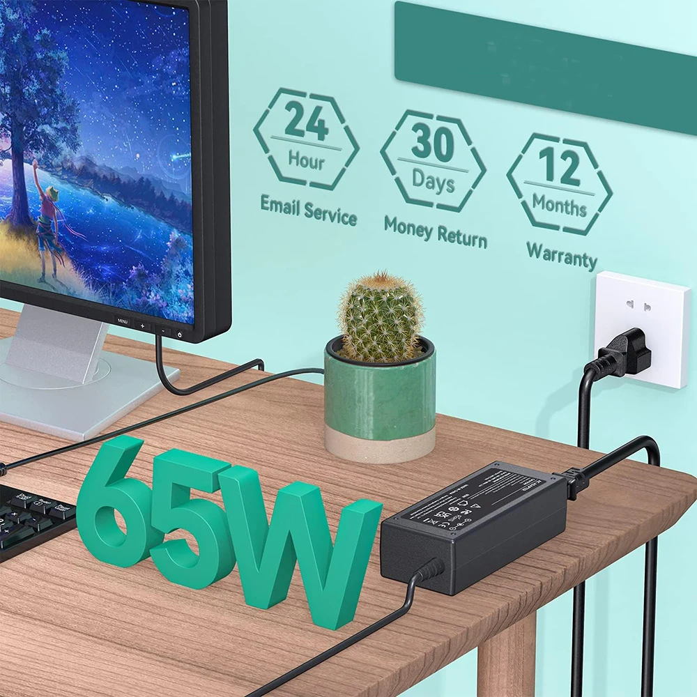 ASUS VE278Q 27型ワイド 液晶ディスプレイ モニター電源ケーブル Asusモニター電源コード、19v、22 ''、23'' 、24 ''、27