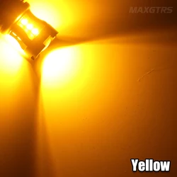 Dual Pack LED Car Lights - High Brightness White & Red Brake, Reverse, and DRL Bulbs - 3157 P27/7W T25 (Yellow)