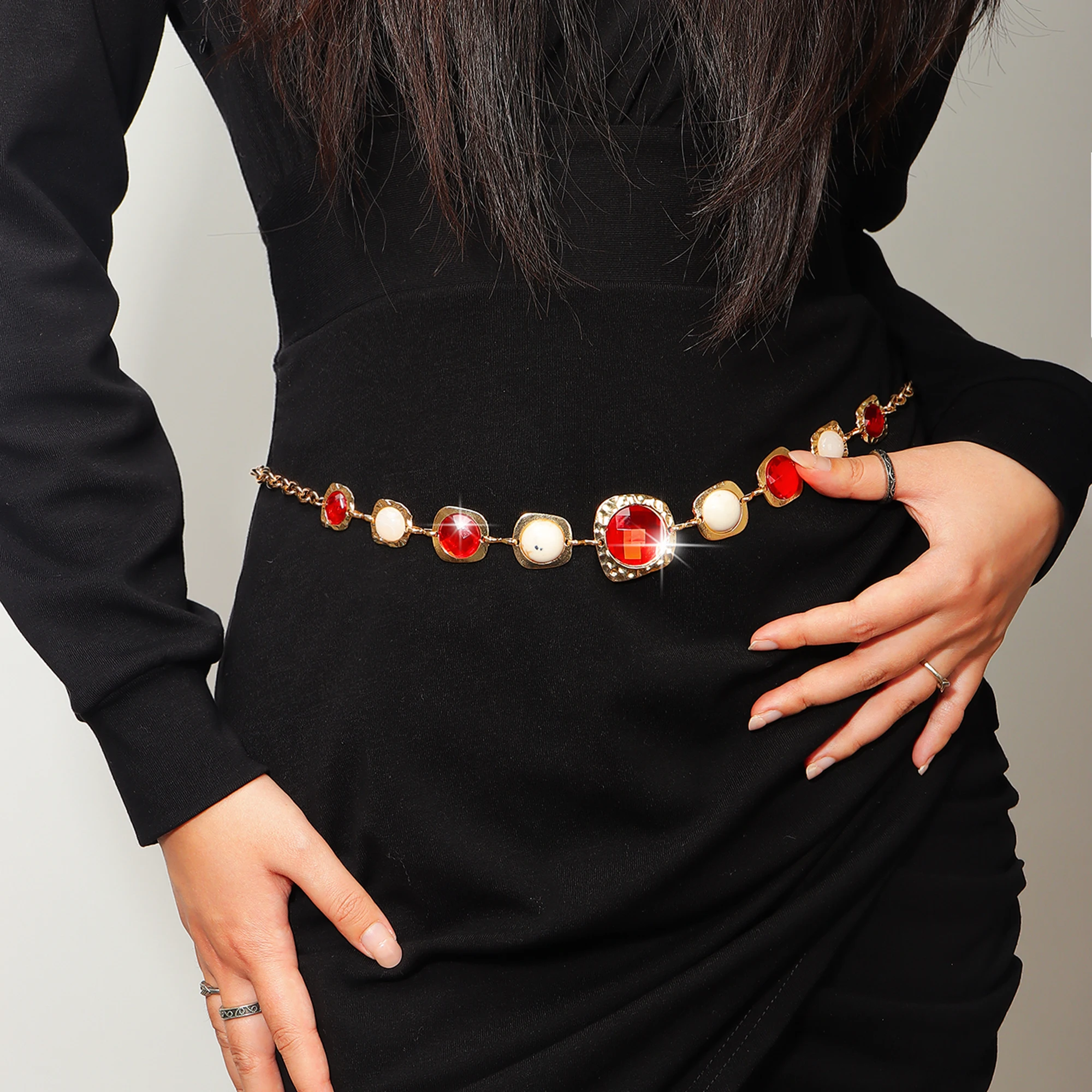 1 Stück Modischer Vielseitiger Edelstein-Taillengürtel für Damen, für Kleider und Hosen, Elegantes Accessoire – Detail 13