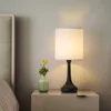 Bedside Nightstand Table Lamps, Modern Black Metal Base with Grey Linen Lampshade Desk Lamp, Small Lamp Set of 2 for Living Room 6