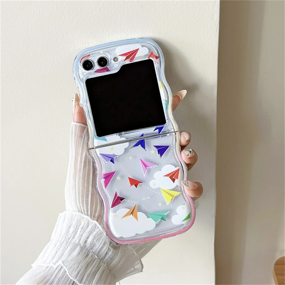 Cartoon Colorful Flower Transparent Wavy Painting Luxury Phone Case