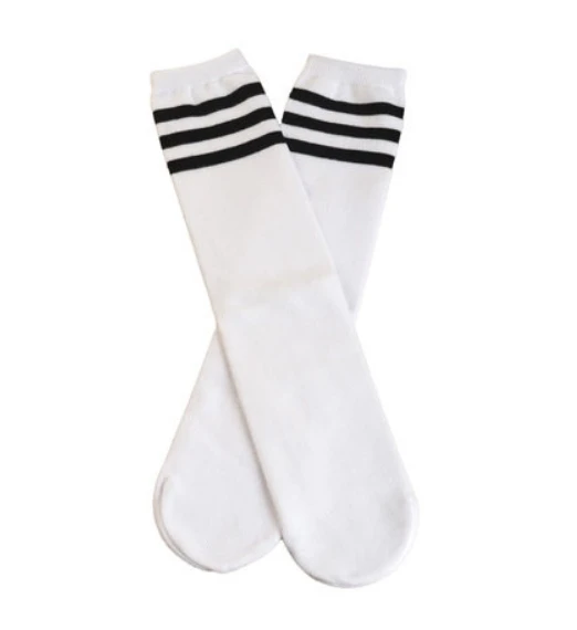Kids Knee High Socks Girls Boys Football Stripes Cotton Sports School White Socks Skate Children Baby Long Tube Leg Warm 04