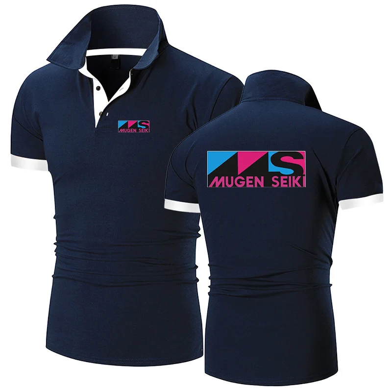 Short Sleeve T Shirt Mugen Seiki Men's Collar Hollow Short-sleeved Polo Shirt Breathable Business Fashion T-Shirt