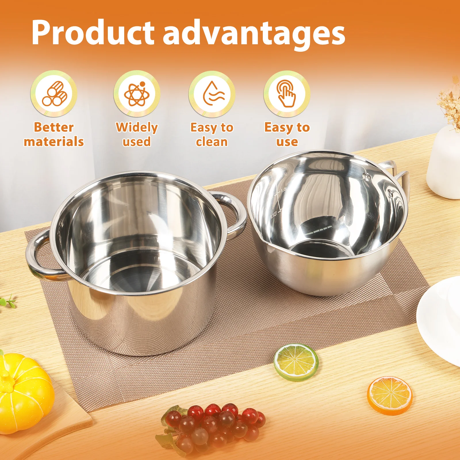 Bakeware Wax Candle Candy Melts Chocolate Double Boiler Pot Set Stainless Steel Chocolate Melting Bowl Cheese Melting Pots