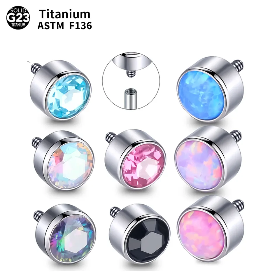 Astm F136 Titanium Opal Dermal Anchor Top Opal Cz Skin Diver Surface Microdermal Piercing Labret Helix Piercing Accessori 16G