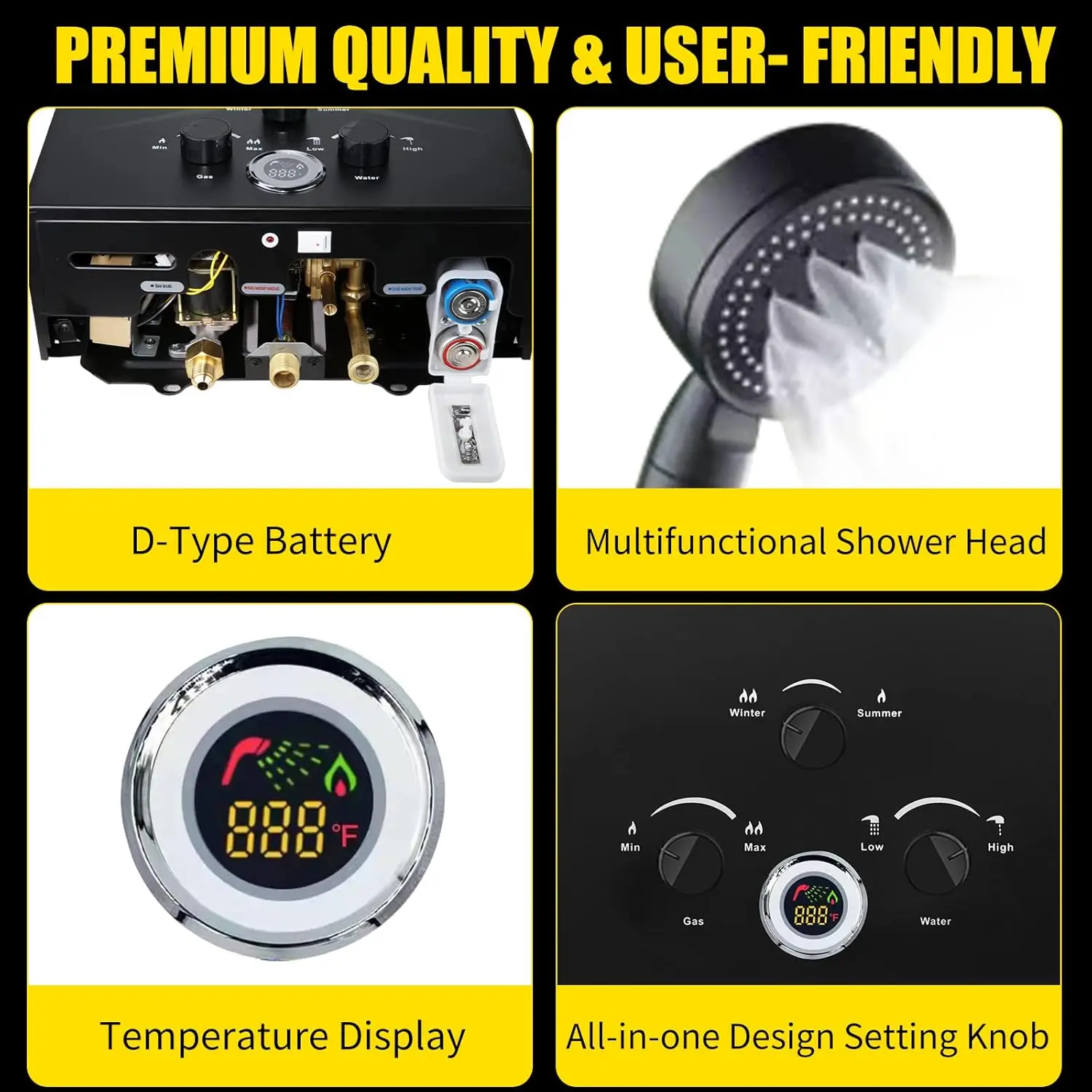 Tankless Water Heater 5.26GPM 20L Outdoor Portable GasHot Water Heater Instant Propane with Digital Display