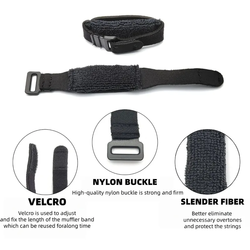 Guitar String Mute Damper Black Mute Band Adjustable Bass Mute Suitable for 7-10 String Guitar/5-10 String Bass Practical