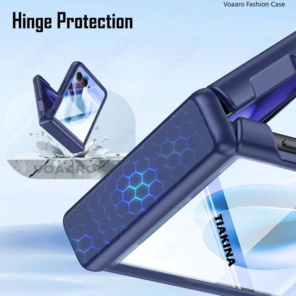 Magnetic Matte Clear Case with Small Glass Film and Hinge Protection