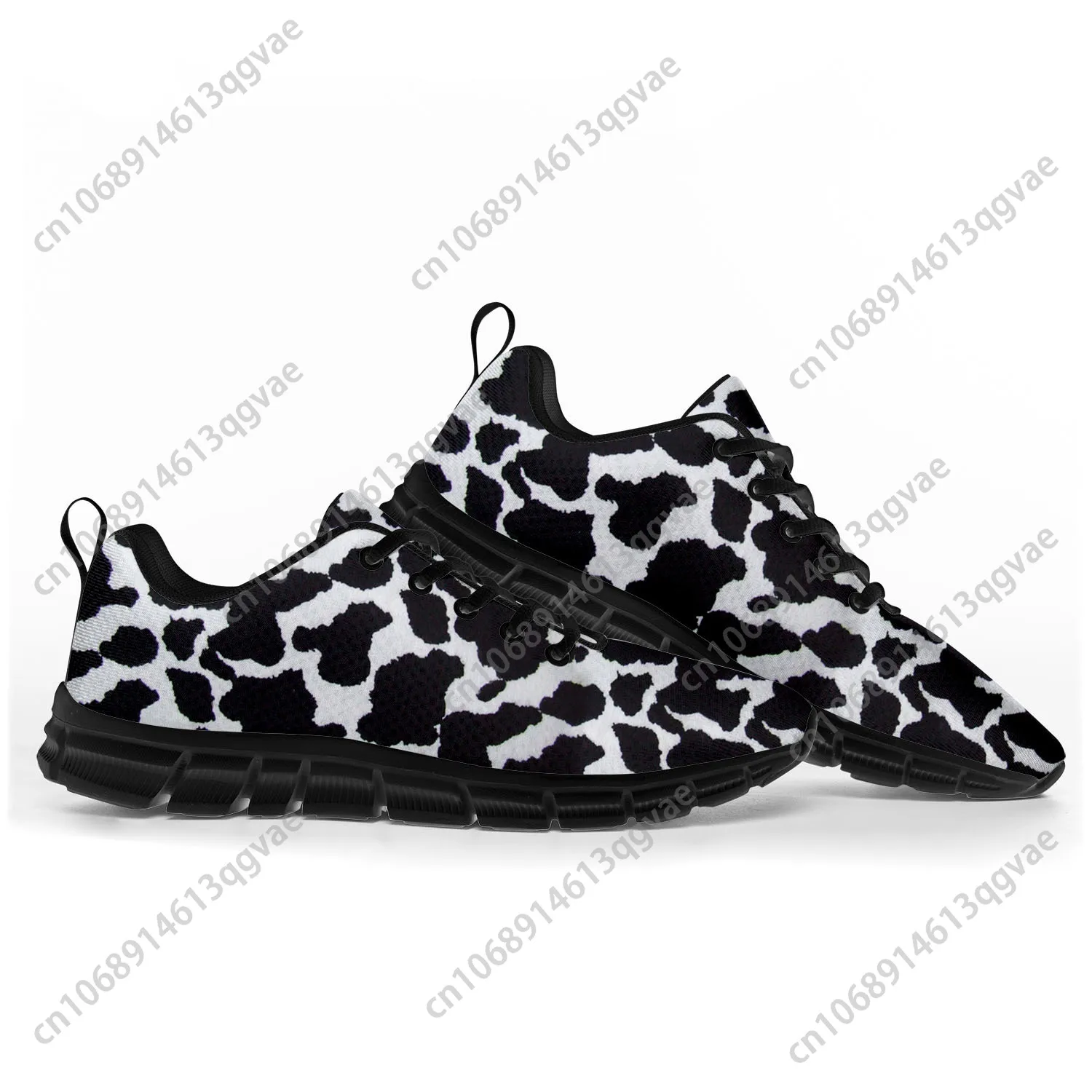 Cow Print 3D Pattern Sports Shoes Mens Womens Teenager Kids Children Sneakers Black White Printed Custom Quality Couple Shoes