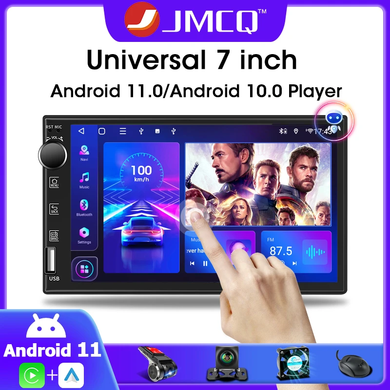 car media player hdmi JMCQ Universal 7 Inch Car Radio For Nissan Kia Honda Toyota VW 2 Din Android 11.0 Multimedia Video Player Carplay IPS 4G RDS DSP car video player for backseat