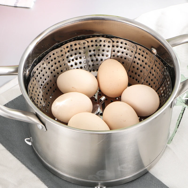 

Thickened stainless steel steamer frame folding steamer tray steamer lattice fruit basket household steamer kitchen storage