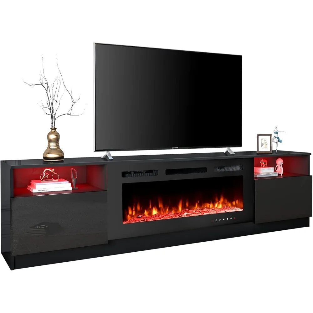 80'' Fireplace TV Stand with 40'' Electric Fireplace, Console for TVs up to 90'' for Living Room, TV Stands 2